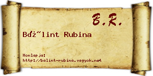Bálint Rubina névjegykártya